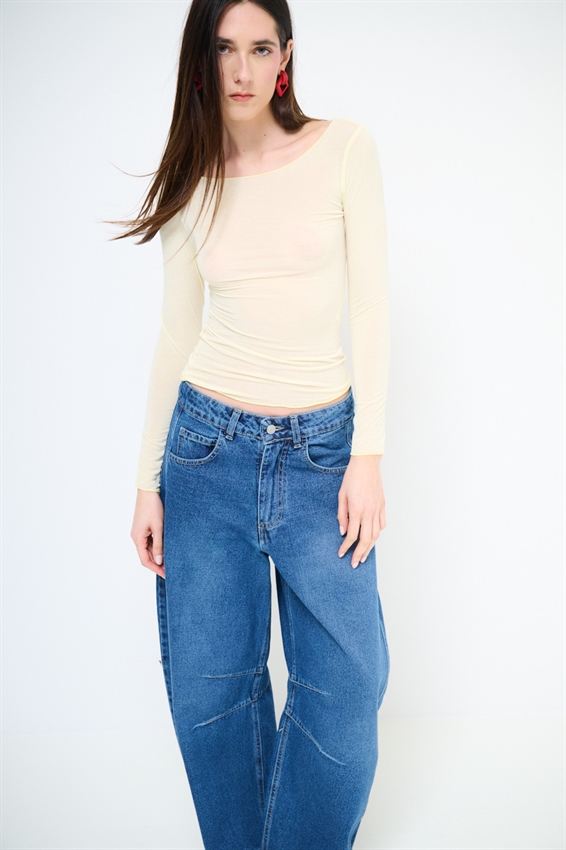 MAGLIA SCOLLO BARCA TAGLIO VIVO MODAL GIALLO