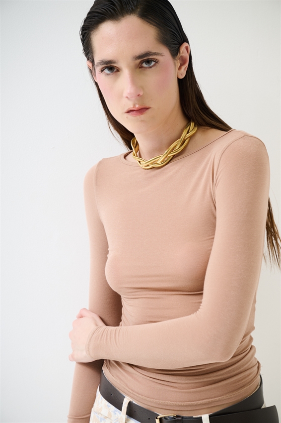 MAGLIA COLLO BORDINO MODAL MOKA