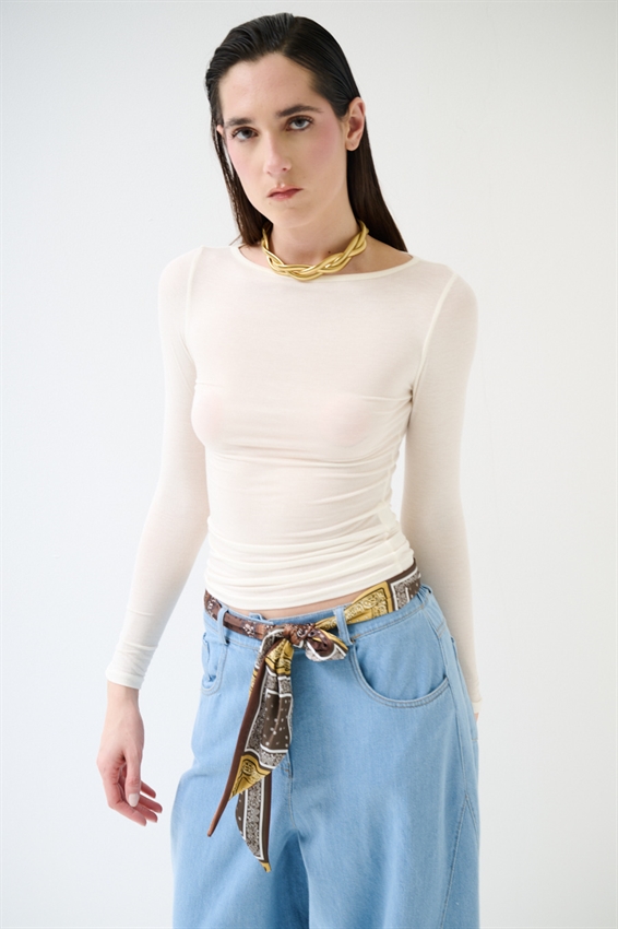 MAGLIA COLLO BORDINO MODAL PANNA