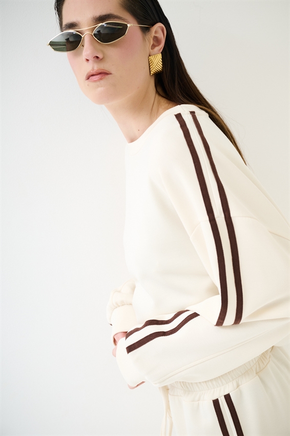 MAGLIA PARICOLLO CON BANDE VISCOSA MODAL BURRO