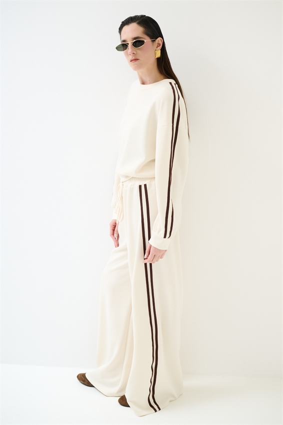 MAGLIA PARICOLLO CON BANDE VISCOSA MODAL BURRO