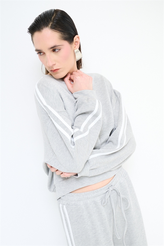 MAGLIA PARICOLLO CON BANDE VISCOSA MODAL GRIGIO