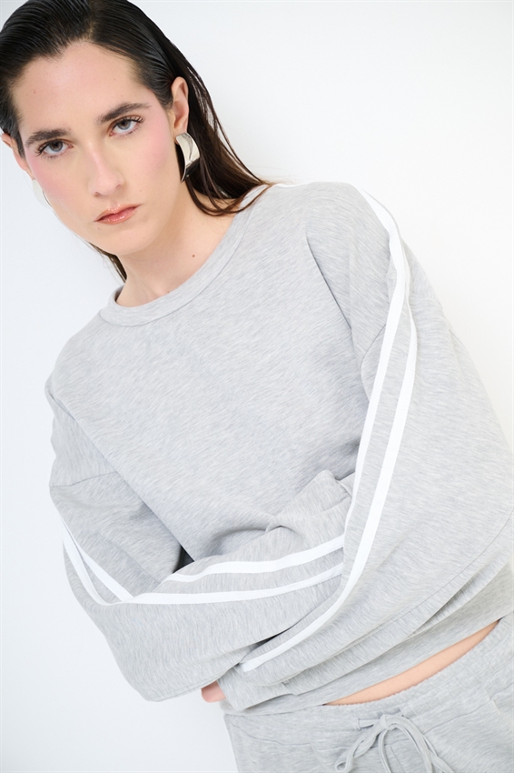 MAGLIA PARICOLLO CON BANDE VISCOSA MODAL GRIGIO