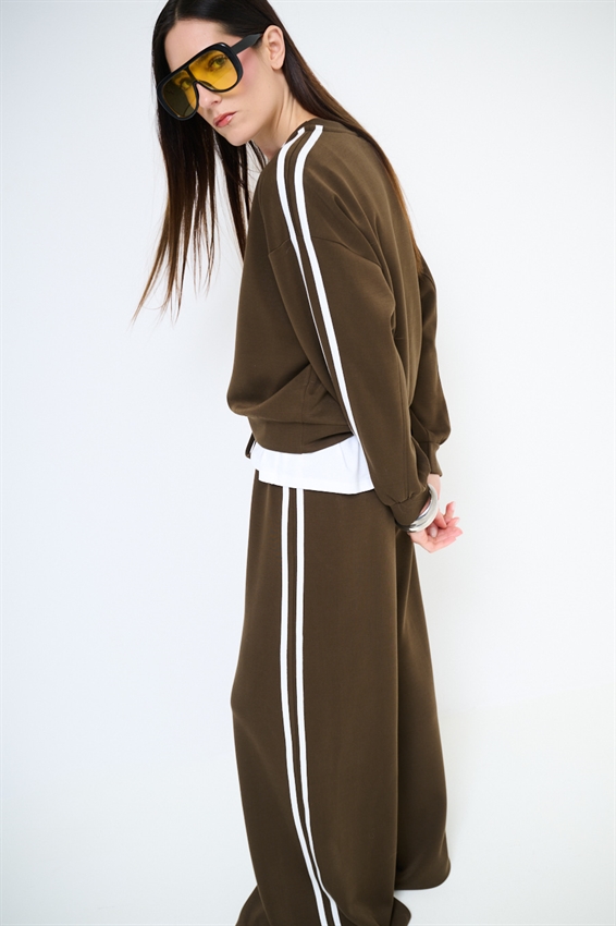 MAGLIA PARICOLLO CON BANDE VISCOSA MODAL MORO