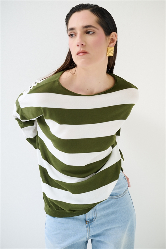 MAGLIA CON SCOLLO A BARCA VERDE MILITARE