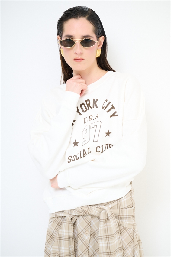 FELPA OVER CON STAMPA NEW YORK PANNA