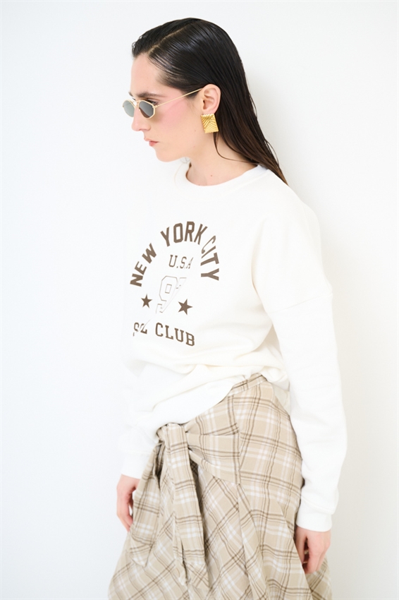 FELPA OVER CON STAMPA NEW YORK PANNA