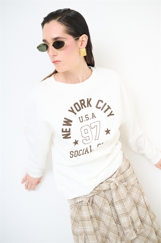 FELPA OVER CON STAMPA NEW YORK PANNA