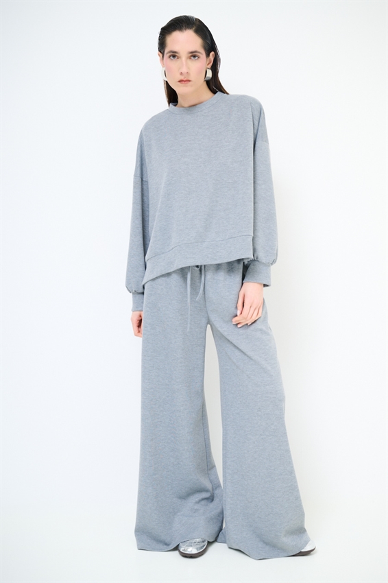 PANTAPALAZZO IN FELPA MODAL CON COULISSE GRIGIO
