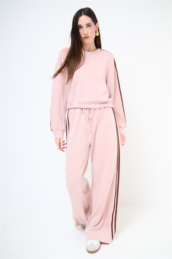 PANTALONE LARGO CON BANDE VISCOSA MODAL CIPRIA