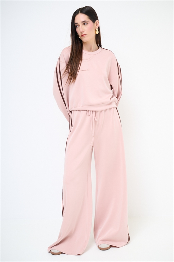 PANTALONE LARGO CON BANDE VISCOSA MODAL CIPRIA