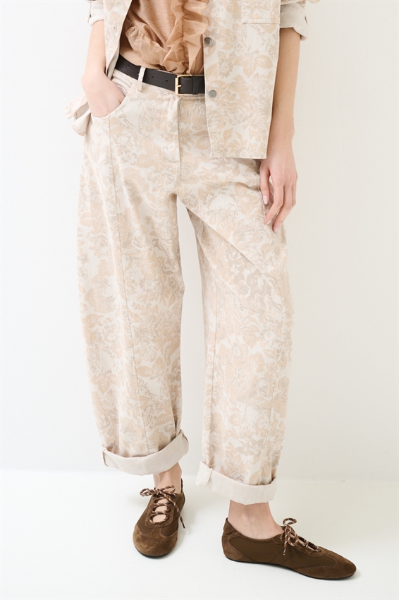 PANTALONE BALOON IN GABARDINA STAMPATO CON CINT. SAFARI