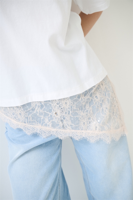 T-SHIRT OVER + PIZZO ASIMMETRICO ROSA